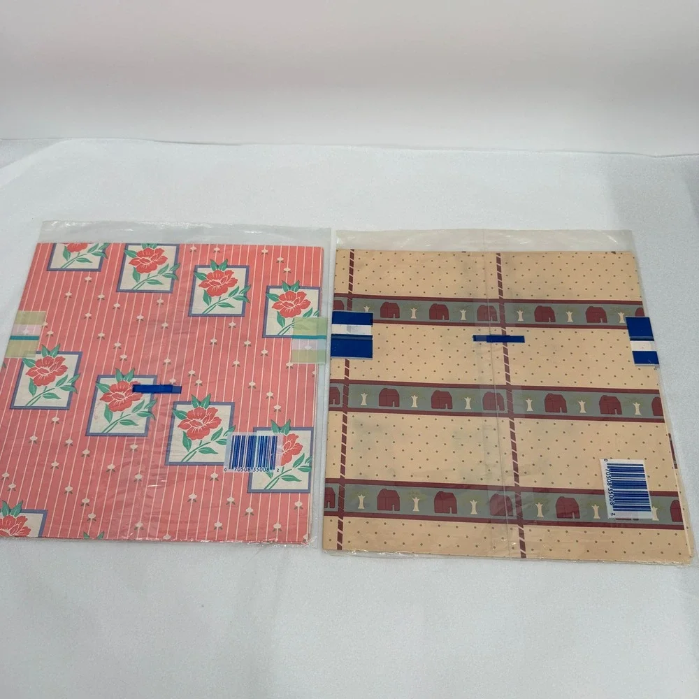 Cleo Gift Wrap Wrapping Paper Sheets Floral & House Country Core VTG Ephemera